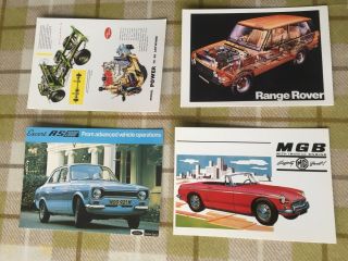 Vintage Postcards Land & Range Rover Classic Ford Escort Rs2000 Mgb Roadster