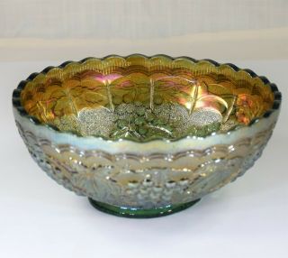 Imperial Glass - Ohio Vintage Grape Carnival (iridescent Green) 7 Inch Round Bowl