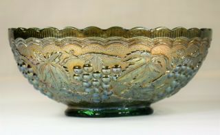 Imperial Glass - Ohio Vintage Grape Carnival (Iridescent Green) 7 Inch Round Bowl 3