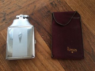 Vintage Ronson Art Deco Mastercase Lighter And Cigarette Case With Pouch