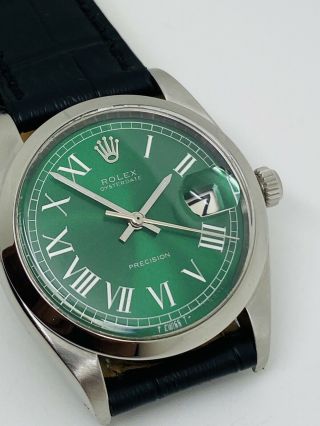 Vintage Rolex Oysterdate Precision Green Dial Reference 6694