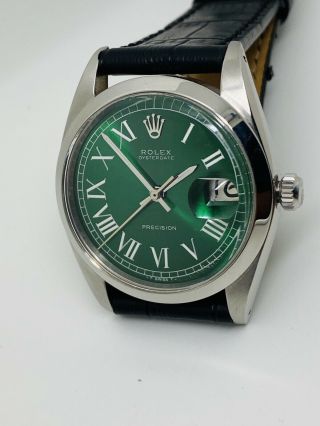 Vintage Rolex OysterDate Precision Green Dial Reference 6694 3