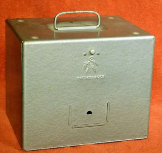 Vintage 7 " Film Reel Storage Box Brumberger 12 Super8 Home Movie Anthropomorphic