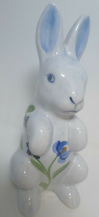 Vintage N S Gustin Co Hand Decorated Rare Bunny Rabbit Ceramic 8.  5 " Tall Usa