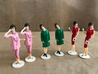 Vintage Wilton Cake Toppers Plastic Women 1960 Action Figures Mid Century Modern