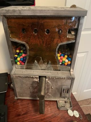 Rare Antique Calvert Mfg Penny Skill/trade Simulator Gumball Machine