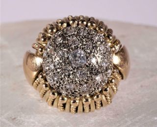 Antique 1.  26 Ctw Diamond Cluster Ring Fine Quality 18k Yellow Gold Size 5.  75