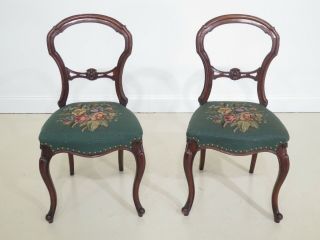 LF31531EC: Set Of 6 Antique Victorian Walnut Dining Chairs w.  Needlepoint 3