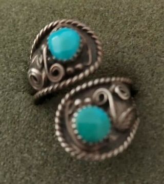 Vintage Sterling Silver 925 Blue Turquoise Navajo Ring Size 8.  5