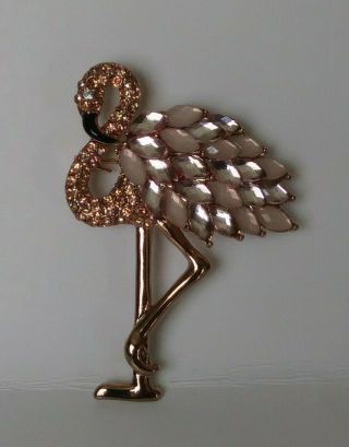 Anne Klein Vintage Pink Flamingo Pin Brooch Signed