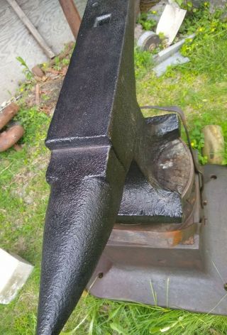 Antique 200 Lb Hay Budden Blacksmith Anvil on an Rare Stand 3