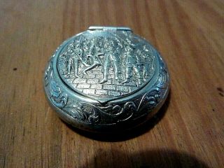 Antique/ Vintage Solid Silver Snuff Box With Embossed Fighting Scene Lid 925