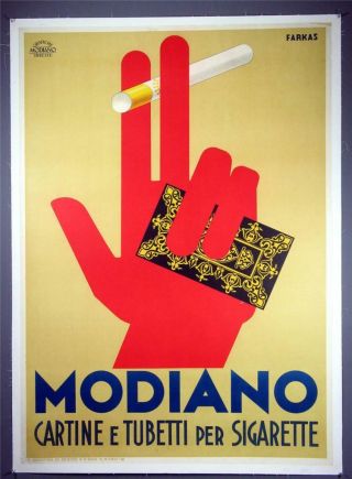 Modiano,  Farkas,  Vintage Litho1932,  Italy,  Smoking Poster,  Cigarette Rolling Papers