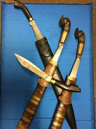 Antique Ultra Rare Tenegre Matched Pair & Vintage Ginunting Sword & Dagger Pair