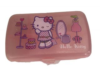Vintage 1998 Sanrio Hello Kitty Plastic Pencil Box Pink Glitter