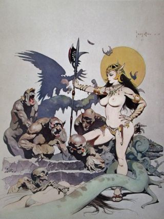 Vintage Frank Frazetta Art Ghoul Queen 1972 Full Color Plate Gga Nude Corpse