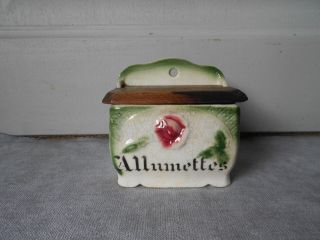 Antique French Ceramic Match Box W/ Rose N°526