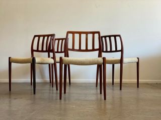 4 Rosewood J.  L.  Moller Dining Chairs Mid Century Modern Denmark