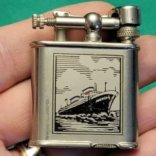 Old Vintage Antique French Silver Nautical Art Deco Lift Arm Cigarette Lighter