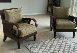 Ethan Allen British Classics Berwick Chairs W/gecko Fabric