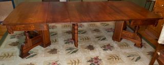 19th Century Antique Eastlake Dining Table W 6 Chairs 4 L Watch Video