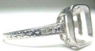 Antique Art Deco Vintage Marcus French Cut Setting Mounting Platinum Hold 8x7.  25