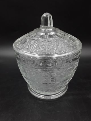 Vintage Pressed Clear Glass Sugar Bowl/candy Dish With Lid 5.  5 "