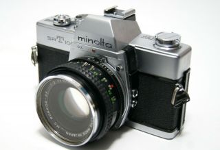 Vintage Minolta Srt100 35mm Slr Film Camera Rokkor Pf 50mm 1:2 F2 Lens F=50mm