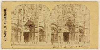 Cathédrale Rouen Façade France Photo Stereo Th1l6n38 Vintage Albumine C1865