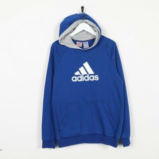 Vintage Adidas Big Logo Hoodie Sweatshirt Blue | Youth Xl | Small S