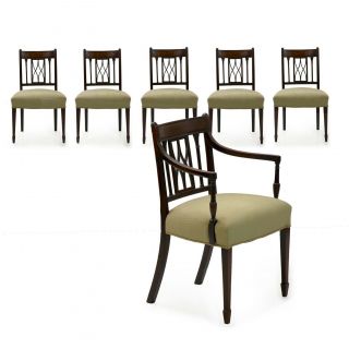 Regency Dining Chairs | 19th Century Set Of 6 English Classical Mahogany Chairs