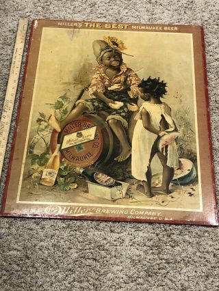 Fred Miller Beer Brewing Sign Rare Pre Pro 1890s Sign Old Antique Advertising