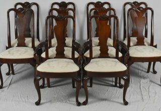 Set Of 10 Hickory Chair James River Mahogany Dining Room Chairs Damask Fabric