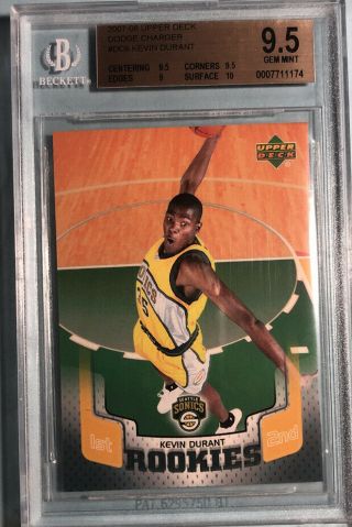 2007 - 08 Upper Deck Kevin Durant Rookie Dodge Charger Rc Bgs 9.  5 Sonics,  Nets