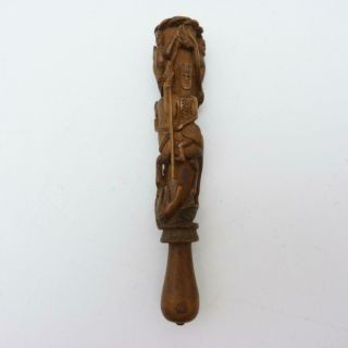 19th Century Carved Boxwood Cheroot Holder Carved With St George And The Dragon