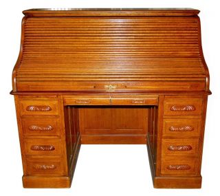 Antique 19th C.  American Oak Rolltop Desk 4802