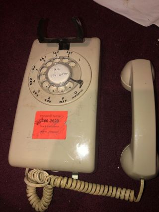 Vintage Cream Color Rotary Wall Telephone In