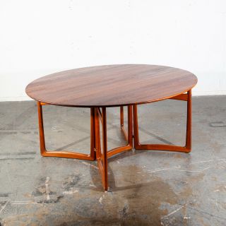 Mid Century Danish Modern Dining Table Solid Teak Peter Hvidt France & Son Leaf