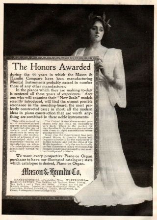 Vintage Ad Print 1898 Award Mason & Hamlin Co Piano Dr.  Rice Rupture Cure Quack