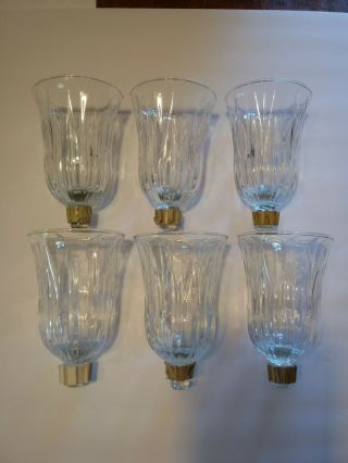Set Of 6 Vintage Clear Ribbed Glass Pegged Candle Votive Cups Home Interior