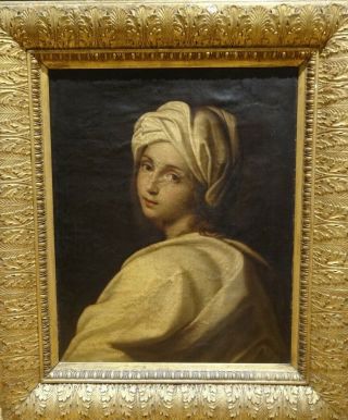 Large 18th Century Italian Old Master Sybil Lady Portrait Antique Oil Painting