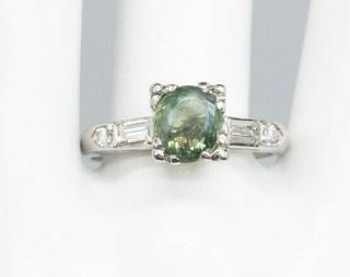 Antique 1940s $10,  000 2ct Natural Alexandrite Diamond Platinum Wedding Ring