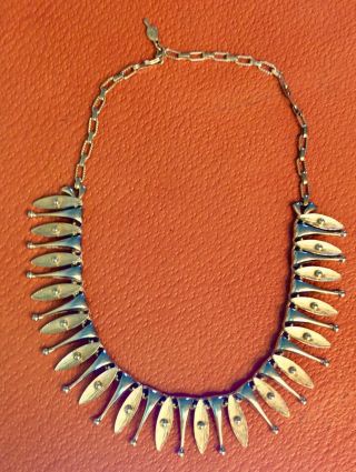 Vintage Sarah Coventry Gold Tone Spike Statement Necklace Mid Century Design