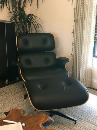 Herman Miller Eames Lounge Chair & Ottoman Black Leather Near Flawless Cond.