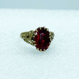Vtg Antique Made In Czechoslovakia 1920s Red Czech Glass Ring 6.  5 Art Nouveau