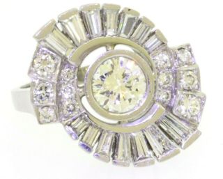 Antique Art Deco heavy Platinum VS1/F 2.  0CT diamond floral ring sz 6.  75 2