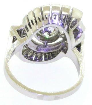 Antique Art Deco heavy Platinum VS1/F 2.  0CT diamond floral ring sz 6.  75 3