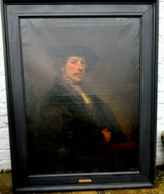Large Antique Old Master Oil Painting Attributed To Rembrandt