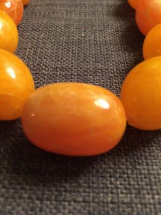 Antique Russian Vintage Egg Yolk Butterscotch Baltic Amber Beaded Necklace 2