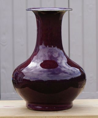 Fine Chinese Monochrome Red Flambe Sang De Boeuf Glaze Porcelain Vase 18/19th C